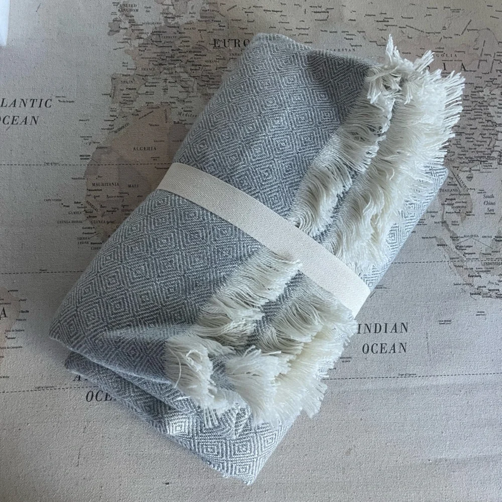 🆕The Citizenry LA CALLE ALPACA BED BLANKET Dove Grey Diamond Throw - Picture 3 of 9